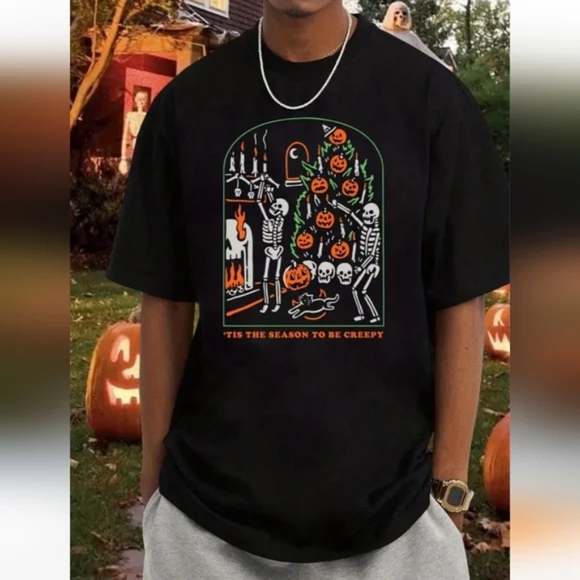 Tis The Season to Be Creepy Funny Men's Shirt sz L - Picture 6 of 7